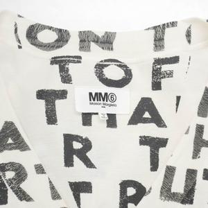 エムエムシックス メゾンマルジェラ MM6 Maison Margiela エイズプリント Tシャツ カットソー オーバーサイズ 半袖 Sサイズ オフホワイト 白 ブラック 黒 レディース