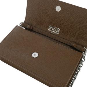 メゾンマルジェラ Maison Margiela レザー チェーンショルダーバッグ ウォレットバッグ 茶 ブラウン SA3UI0008 P4455 レディース