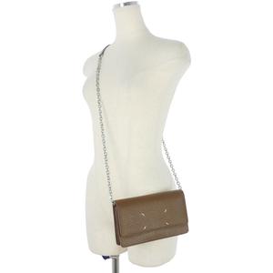 メゾンマルジェラ Maison Margiela レザー チェーンショルダーバッグ ウォレットバッグ 茶 ブラウン SA3UI0008 P4455 レディース