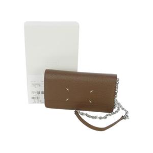 メゾンマルジェラ Maison Margiela レザー チェーンショルダーバッグ ウォレットバッグ 茶 ブラウン SA3UI0008 P4455 レディース