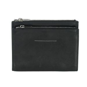 エムエムシックス メゾンマルジェラ MM6 Maison Margiela 二つ折り財布 コンパクトウォレット レザー ジップ 黒 ブラック メンズ レディース