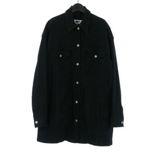 エムエムシックス メゾンマルジェラ MM6 Maison Margiela デニム シャツジャケット ロング丈 長袖 40 黒 ブラック S52AM0111 レディース