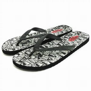バンズ VANS ビーチサンダル トング ロゴ 総柄 黒 ブラック 7-8 27cm位 メンズ