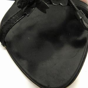 プラダ PRADA フラワーモチーフ サンダル ミュール レザー ピンク 黒