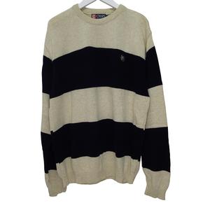 チャップス CHAPS 長袖 ニット セーター ホワイト ネイビー L S192 1215 メンズ