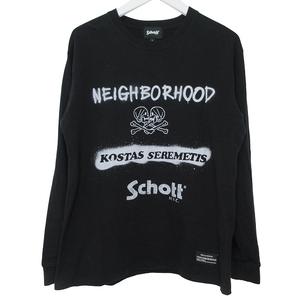 ショット SCHOTT ×NEIGHBORHOOD 長袖 Tシャツ S ロゴ ブラック k1661 0209 メンズ