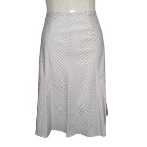 エフデ ef-de スカート フレア ストライプ ひざ丈 9 Sサイズ相当 ホワイト ブルー レッド k1994 0511 レディース