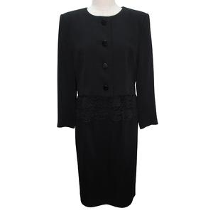 東京ソワール セットアップ スーツ ジャケット 半袖レースブラウス フォーマル 13号 Ｌサイズ相当 ブラック 0825 レディース