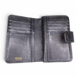 プラダ PRADA 2つ折り財布 ウォレット 三角プレート レザー ブラック k402040 レディース