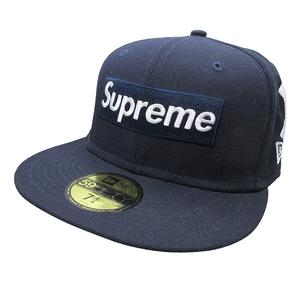 シュプリーム SUPREME ニューエラ NEW ERA ニューヨーク・ヤンキース キャップ 野球帽 トリプルコラボ ボックスロゴ刺繍 7 1/4 57.5㎝ ブラック k469150 0708 メンズ