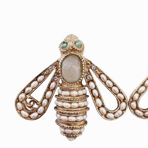 シャネル CHANEL 希少 18A クルーズコレクション ターコイズラインストーン ビー パールイヤリング 蜂 ココマーク ゴールド レディース