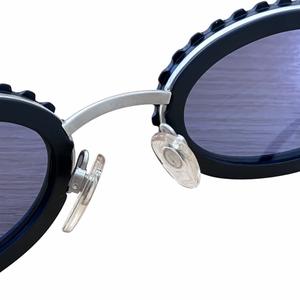 シャネル CHANEL 希少 ヴィンテージ 31 RUE CAMBON カメラレンズ サングラス オーバル 波形 10506 90405 黒 ブラック シルバー 0608 メンズ レディース