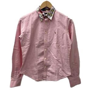 ラルフローレン RALPH LAUREN シャツ ブラウス ポニー刺繍 チェック ピンク 9 約XS レディース