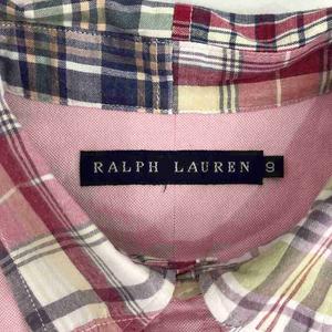 ラルフローレン RALPH LAUREN シャツ ブラウス ポニー刺繍 チェック ピンク 9 約XS レディース