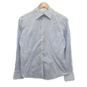 ブルックスブラザーズ BROOKS BROTHERS シャツ ブラウス 長袖 ストライプ 2 M 青 ブルー 白 ホワイト 41375-21 ■YHS4 レディース