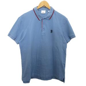 バーバリー BURBERRY ポロシャツ 半袖 ロゴ刺繍 鹿の子 TB L 青 ブルー THTHAGAR129SAM ☆AA★ メンズ
