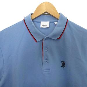 バーバリー BURBERRY ポロシャツ 半袖 ロゴ刺繍 鹿の子 TB L 青 ブルー THTHAGAR129SAM ☆AA★ メンズ