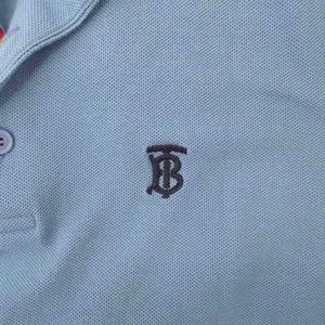 バーバリー BURBERRY ポロシャツ 半袖 ロゴ刺繍 鹿の子 TB L 青 ブルー THTHAGAR129SAM ☆AA★ メンズ