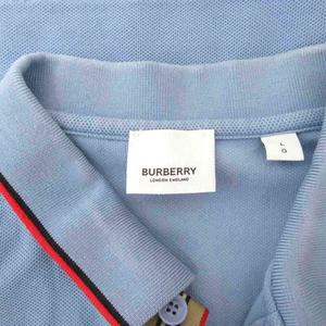 バーバリー BURBERRY ポロシャツ 半袖 ロゴ刺繍 鹿の子 TB L 青 ブルー THTHAGAR129SAM ☆AA★ メンズ