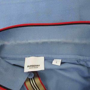 バーバリー BURBERRY ポロシャツ 半袖 ロゴ刺繍 鹿の子 TB L 青 ブルー THTHAGAR129SAM ☆AA★ メンズ