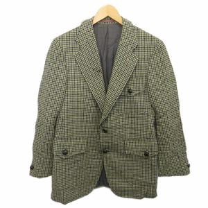 バーバリーズ Burberrys ヴィンテージ テーラードジャケット ブレザー ツイード レザーボタン ベージュ ■YHS4 メンズ