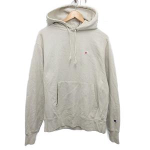 チャンピオン CHAMPION リバースウィーブ REVERSE WEAVE パーカー フーディー プルオーバー ロゴ刺繍 XL アイボリー ■MET2 メンズ