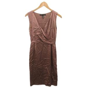 ラルフローレン RALPH LAUREN ワンピース ノースリーブ ミモレ ロング 絹 シルク100% 0 ピンクベージュ ■MET2 レディース