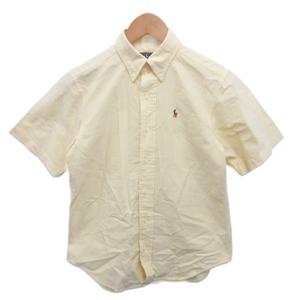 ラルフローレン RALPH LAUREN ボタンダウンシャツ BDシャツ 半袖 ストライプ ポニー刺繍 140cm 黄 イエロー 白 ホワイト ■MET2 レディース