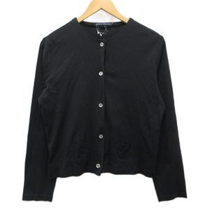 ラルフローレン RALPH LAUREN カーディガン 長袖 コットン ノーカラー 黒 ブラック 7F 約M ■MET2 