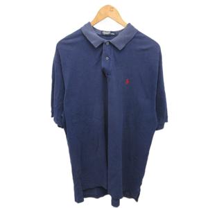 ラルフローレン RALPH LAUREN ポロシャツ  半袖 ポニー刺繍 オーバーサイズ L 紺 ネイビー ☆AA★ ■MET2 メンズ