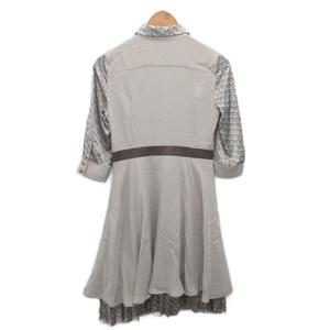 ラブレス LOVELESS 美品 ワンピース スカート ロング 切替 ハーフボタン 総柄 金ボタン ベージュ 36 約S ■YHS5 レディース