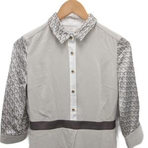 ラブレス LOVELESS 美品 ワンピース スカート ロング 切替 ハーフボタン 総柄 金ボタン ベージュ 36 約S ■YHS5 レディース