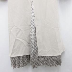 ラブレス LOVELESS 美品 ワンピース スカート ロング 切替 ハーフボタン 総柄 金ボタン ベージュ 36 約S ■YHS5 レディース