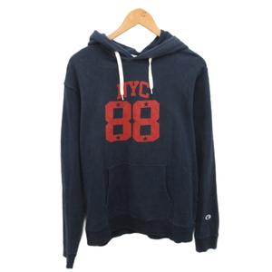 チャンピオン CHAMPION パーカー フーディー プルオーバー ロゴプリント XL 紺 ネイビー C8-H126 メンズ
