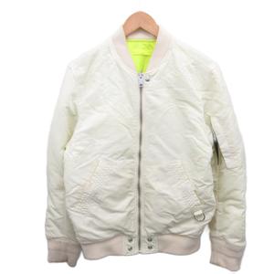 ディーゼル DIESEL リバーシブル フライトジャケット MA-1 ブルゾン プリント 白 ホワイト 黄 イエロー XS メンズ
