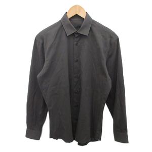 プラダ PRADA シャツ ドレスシャツ 長袖 ストレッチ素材 グレー 約S ■IBO90 メンズ