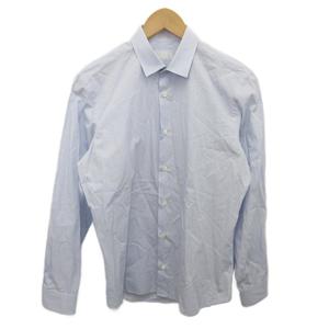 プラダ PRADA シャツ ワイシャツ ストライプ 長袖 青 ブルー 約S ■IBO90 メンズ