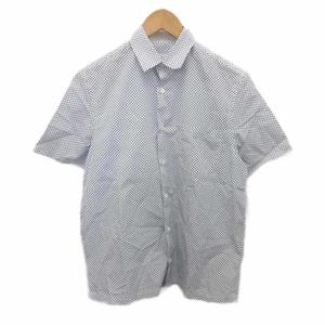 プラダ PRADA 美品 シャツ ドレスシャツ 半袖 ドット 白 ホワイト 約S ■IBO90 メンズ