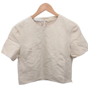 プラダ PRADA カットソー ブラウス 半袖 絹 シルク混 42 ベージュ ■IBO90 レディース