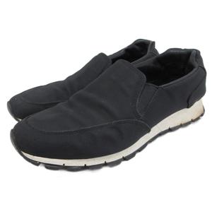 プラダ PRADA スニーカー スリッポン ローカット シューズ 靴 ナイロン 7 26cm 黒 ブラック ■IBO90 メンズ