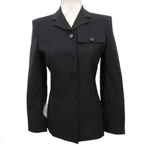 プラダ PRADA ジャケット ブレザー ブルゾン ステンカラー パワーショルダー 5B 40 黒 ブラック ■IBO90 レディース