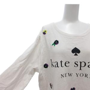 ケイトスペード KATE SPADE スウェットシャツ トレーナー パンジー 刺繍 ロゴ L 白 ホワイト マルチカラー /SX レディース