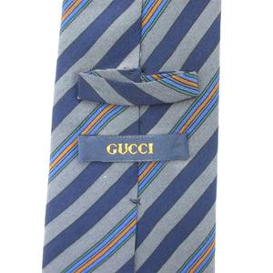 グッチ GUCCI 美品 ネクタイ ストライプ GGロゴ グレー /HW  