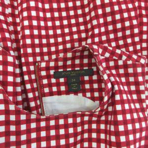 ルイヴィトン LOUIS VUITTON ワンピース ノースリーブ ミモレ ロング ギンガムチェック柄 34 赤 レッド 白 ホワイト RW141W F5DR18B7P レディース