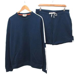エルメス HERMES 20SS ラン H RUN H セットアップ スウェット ハーフパンツトレーナー ショートパンツ Hロゴ コットン XL L 紺  ネイビー 白 ホワイト メンズ