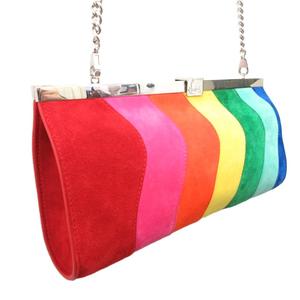クリスチャンルブタン Christian louboutin 美品 チェーンクラッチバッグ ショルダーバッグ パッチワーク スエード 皮革 レザー マルチカラー レディース