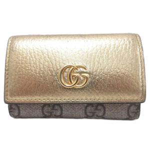 グッチ GUCCI GGマーモント キーケース 6連 GGロゴ ゴールド金具 財布 小物 ゴールドカラー ベージュ ☆AA★ レディース