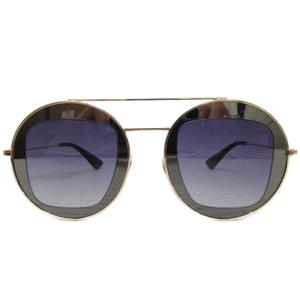 グッチ GUCCI ダブルブリッジ サングラス アイウェア 眼鏡 ラウンド ビー 47□27-145 ゴールドカラー 黒 ブラック GG0105S レディース
