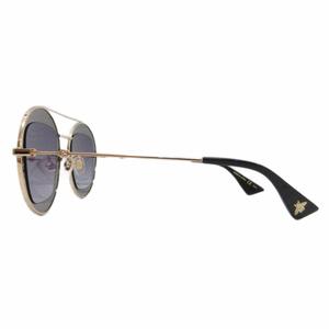 グッチ GUCCI ダブルブリッジ サングラス アイウェア 眼鏡 ラウンド ビー 47□27-145 ゴールドカラー 黒 ブラック GG0105S レディース
