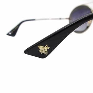 グッチ GUCCI ダブルブリッジ サングラス アイウェア 眼鏡 ラウンド ビー 47□27-145 ゴールドカラー 黒 ブラック GG0105S レディース
